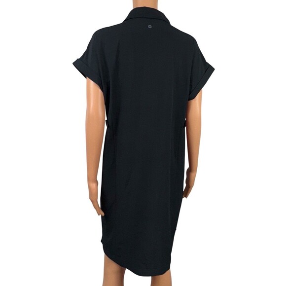 Hi-Tec Womens Size Medium Black Polo Dress Comfort Relaxed Flowy Short Sleeve - Picture 3 of 9